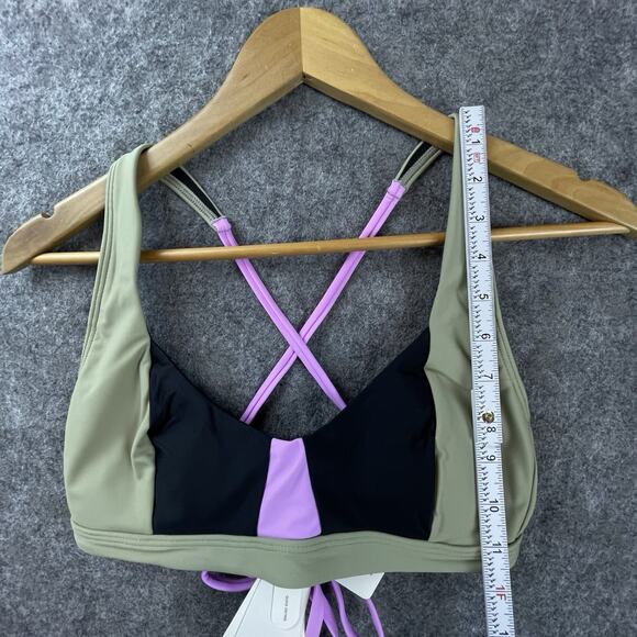 Prana Swimsuit Bikini Top Womens Small Tulum Black Color Block Pink Green - Picture 5 of 11